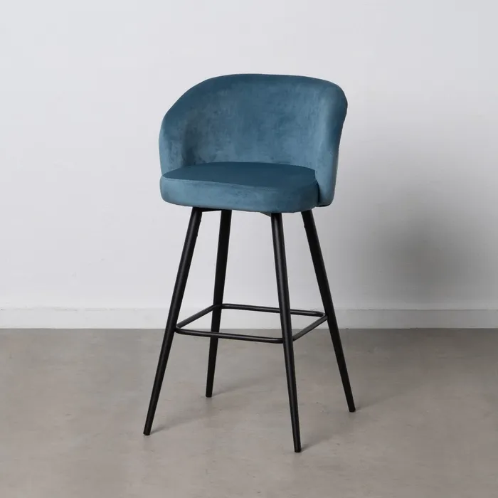 TABURETE TERCIOPELO AZUL